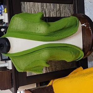 Womens Spring Green mesh Knit sweater Short sleeve Open front  SWEATERWORKS Sz L